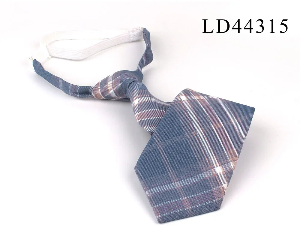 New Rubber Ties Casual Plaid Necktie For Boys Girls Neck Ties Simple Slim Necktie Gravatas Lazy Person Student Tie Neck Wear