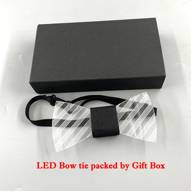 LED Acrylic Bow Tie Light up LED Men Bow Tie Luminous Bow tie Costume Men Ties DJ Dance Glow Decoration Novelty Gift LED Cravat
