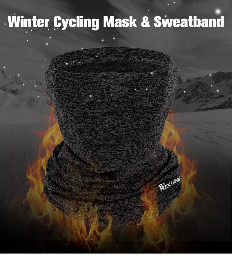 WEST BIKING Winter Fleece Cycling Scarf Outdoor Windproof Running Bike Face Cover Men Women Bicycle Bandana Sports Headwear