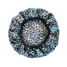 Leopard Print Satin Bonnet Cap Wide Rubber Band Nightcap Hair Care Hat