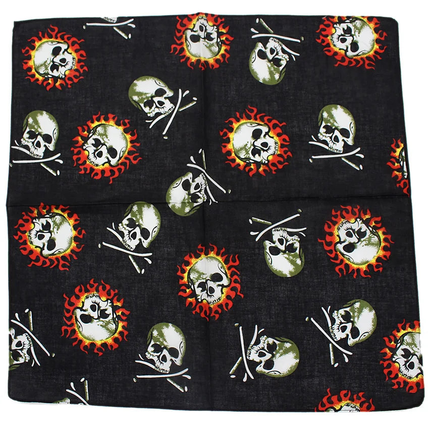 Skull Bandana Square Scarf 100% Cotton Square Handkerchief Hip Hop Sport Paisley Bicycle Head Scarf Woman Scarves For Neck