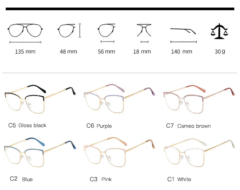 Blue Light Blocking Glasses Frame New Eyewear Prescription Female Eyeglasses Optical Women Spectacles UV400 Anti-Reflective