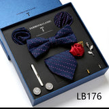 Holiday Gift Box Tie For Men Tie Handkerchief Pocket Squares Cufflink Set Necktie Box Man Dark Grey April Fool's Day