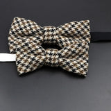 Brand New Wool Bowtie Woven Plaid Stripped Formal Bow Tie Brown Grey Butterfly Mens Wedding Party Dress Shirt Suit Accessories