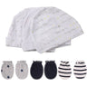 2022 Unisex Baby Hats+Gloves Headwear Cotton Solid Newborn Nightcap Fitted Baby Boys Girls Sets Print Cartoon Baby Accessories