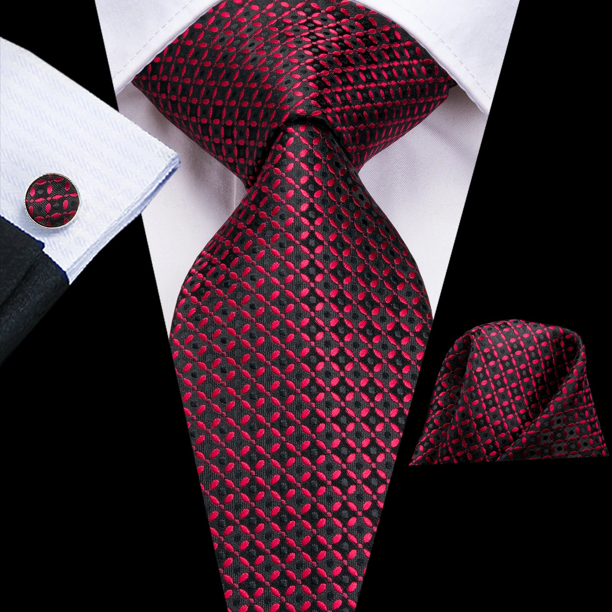 Hi-Tie Mens Gift Tie Set Red Wine Burgundy Paisley Silk Wedding Tie For Men Fashion Design Quality Hanky Cufflink Dropshipping