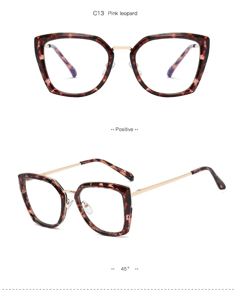 Blue Light Blocking Glasses Frame Women Fashion Eyewear Prescription UV400 Stylish Female Optical Spectacles Anti-Reflective