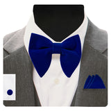 GUSLESON Velvet Big Bow Tie Men's Bowties Pocket Square Cufflinks Set with Gift Box Solid Red Yellow Necktie For Man Wedding