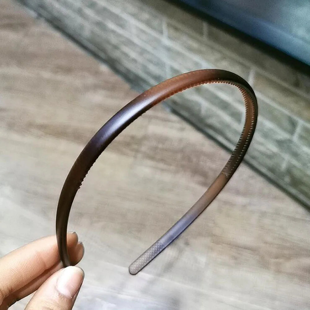 Women Classic Black Brown Plastic Headbands Thin Plain Matt Bright Color Hairbands Non-slip Hair Hoop For Girls Daily Wear