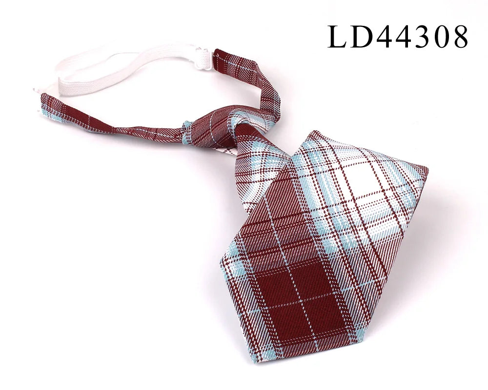 New Rubber Ties Casual Plaid Necktie For Boys Girls Neck Ties Simple Slim Necktie Gravatas Lazy Person Student Tie Neck Wear