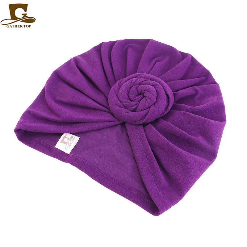 New Women cotton top knotted turban hat bonnet Hijab chemo cap headbands Female Muslim Hat Head Cover Night Cap Hair Accessories