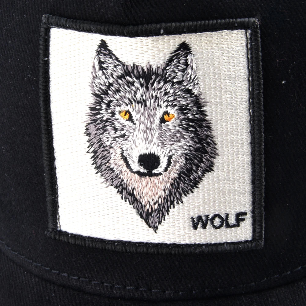 Embroidered wolf baseball caps men animal Mesh Snapback cap Sun visor hats for women Hip Hop Hat Cotton solid color trucker bone