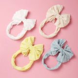 Baby Headband Big Bows For Girls Hair Accessories Jacquard Toddler Wide Headwrap Soft Newborn Hairband Elastic Kids Turban