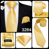 2022 New Design Yellow Gold Paisley Fashion Brand Tie for Men Wedding Party Necktie Handky Cufflinks Gift Wholesale Hi-Tie