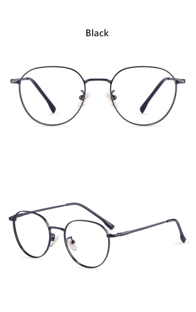 YIMARUILI New Titanium Alloy Wide-Rim Glasses Frame Men Round Retro Myopia Optical Prescription Eyeglasses Frame Women 80047