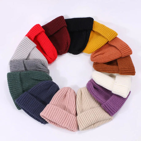 Beanies Cap Children Hat Pure Colour Skullies for Knitting Autumn Winter Warm Solid Color Girl High Quality Outdoor Fashion