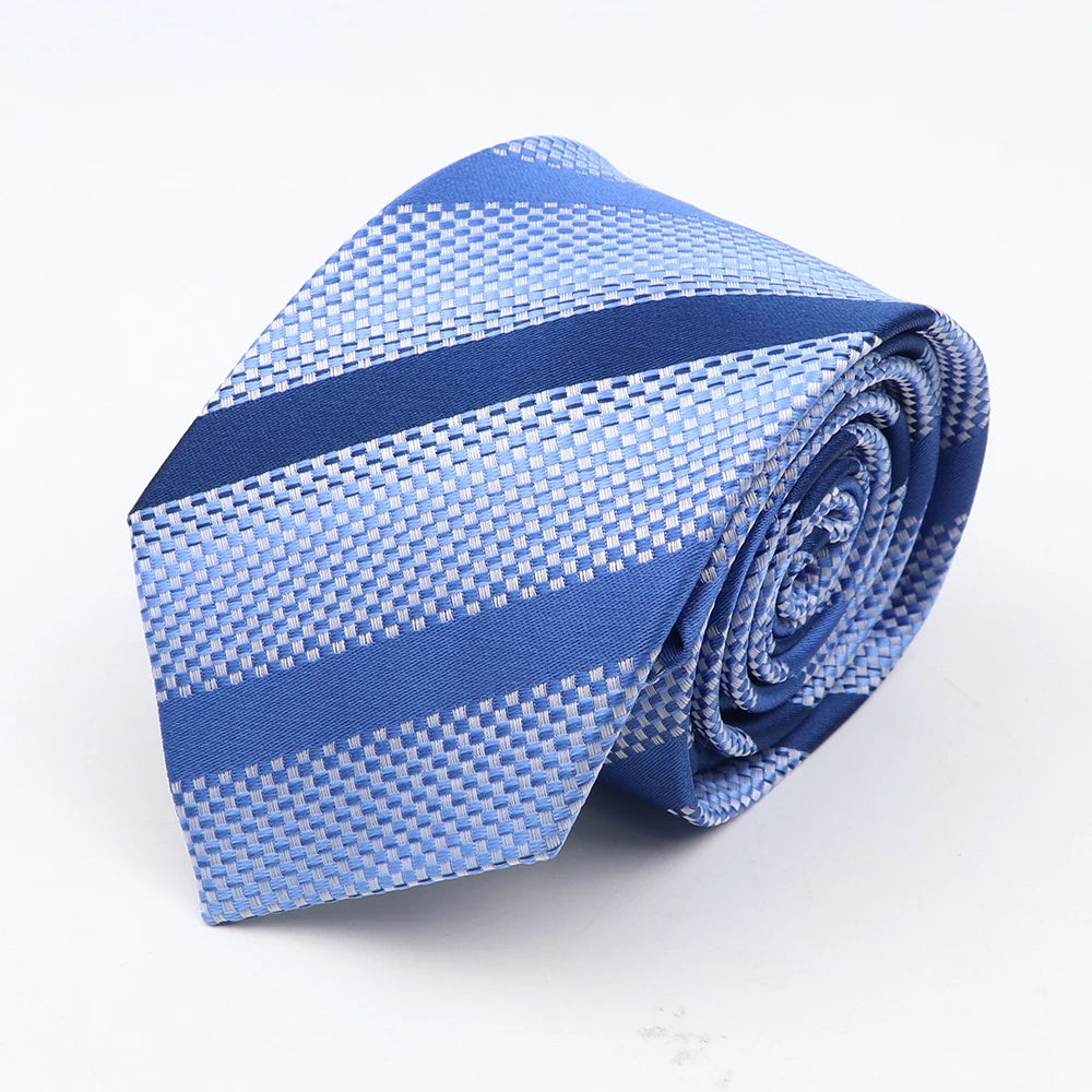 New Classic Strieped Dot Ties For Men Jacquard 7cm Polyester Narrow Tie Skinny Wedding Groom Business Necktie Suit Shirt Gift