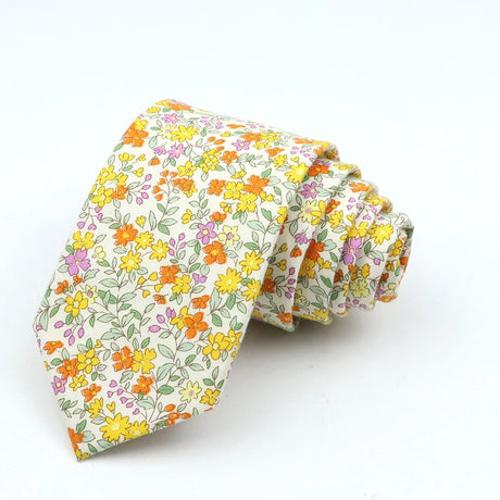 New Men's Floral Neck Ties Casual Cotton Slim Tie Skinny Wedding Party Suit Collar Flower Neckties Gravata Accessories Gift