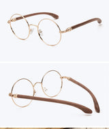 Japan Real Wood Temple Titanium Vintage Round Glasses Frame Men Women Myopia Optical Frames Prescription Frame Oculos De Gafas