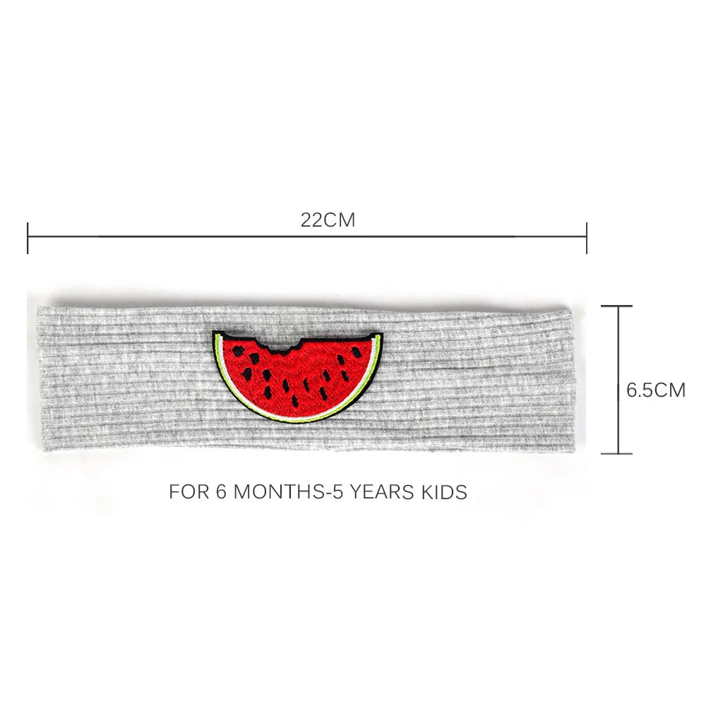 6 Months-3 Years Old Kids Headband Pure Color Cute Watermelon Pattern Soft Elastic Headwear Loose HeadWrap for Boys and Girls