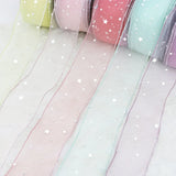 (5 Yards/roll) Stars Silk Organza ribbon Bow material for hair print flower decoration lace ribbons