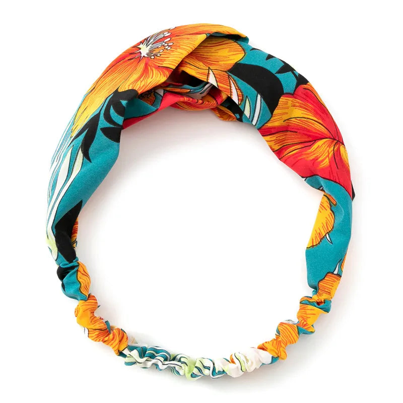 Women Girls Summer Bohemian Hair Bands Print Headbands Retro Cross Turban Bandage Bandanas HairBands Hair Accessories Headwrap