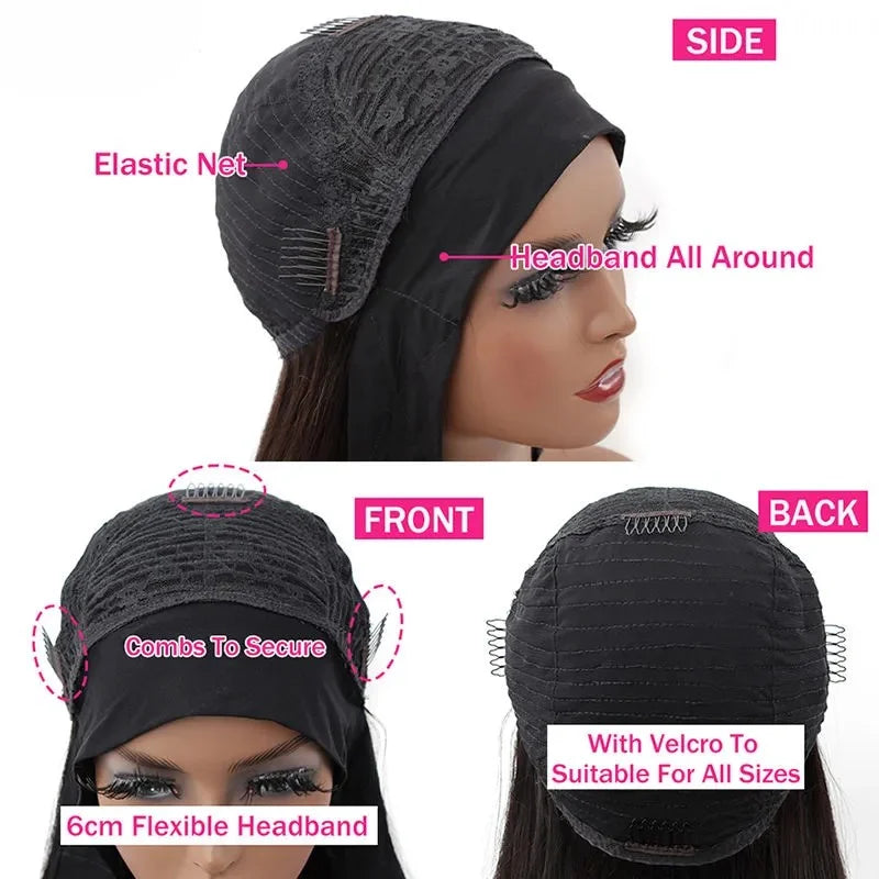 Short Bob Headband Glueless Wig Peruvian Straight Human Hair