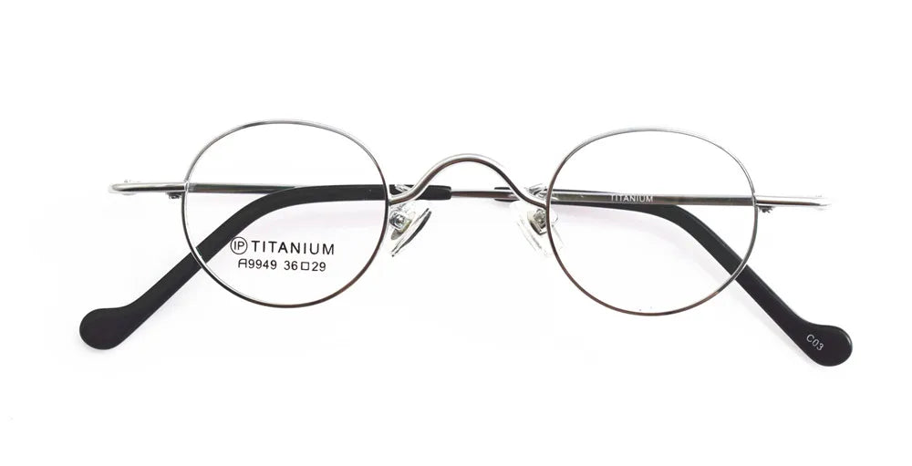Titanium Glasses Super Small Oval Full Rim Eyeglass Frames Men Women Optical Prescription Lightweight Earwear