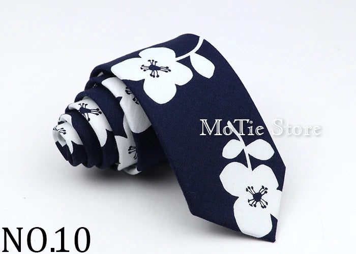 New Floral Tie For Men Women Skinny Casual 100% Cotton Casual Flower Print Skinny Neck Tie For Wedding Party Suits Tie Cravat