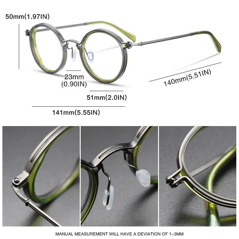 Vintage Pure Titanium Eyeglasses Frame Men Round Ultra Light Glasses Frame Women Retro Luxury Brand Designer Eyewear