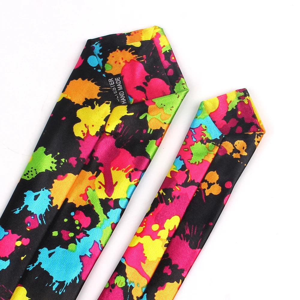 Skinny Ties For Men Women Colorful Printed Casual Neck Tie Slim Neckties Funny Fashion Mens Necktie For Wedding Party Gravata