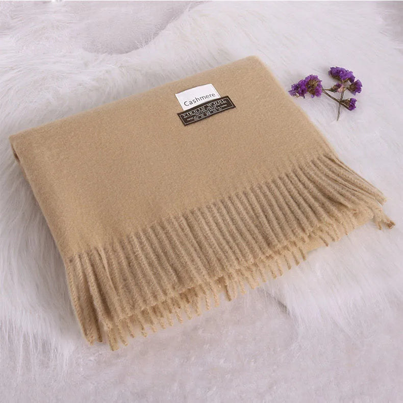 Women Winter Soft Warm Cashmere Scarf Luxury Brand Wool Scarves Khaki Pashmina Shawls Black Men's Poncho Cashmere Scarfs