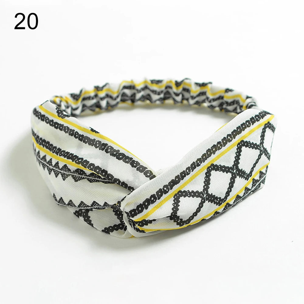 New Fashion Women Girls Bohemian Hair Bands Print Headbands Vintage Cross Turban Bandage Bandanas HairBands Hair Accessories