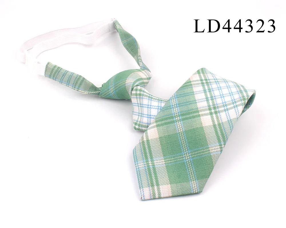 New Rubber Ties Casual Plaid Necktie For Boys Girls Neck Ties Simple Slim Necktie Gravatas Lazy Person Student Tie Neck Wear