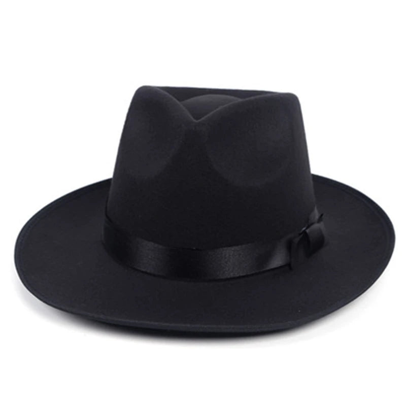 Fedora hat retro top hat  British jazz hat male Michael Jackson hat autumn and winter unisex big brim hat