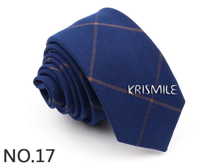 Hot Sale Mens Ties Classic Cotton 6CM Handmade Skinny Neck Ties Slim Plaid Striped Ties For Formal Business Wedding Party Gravat