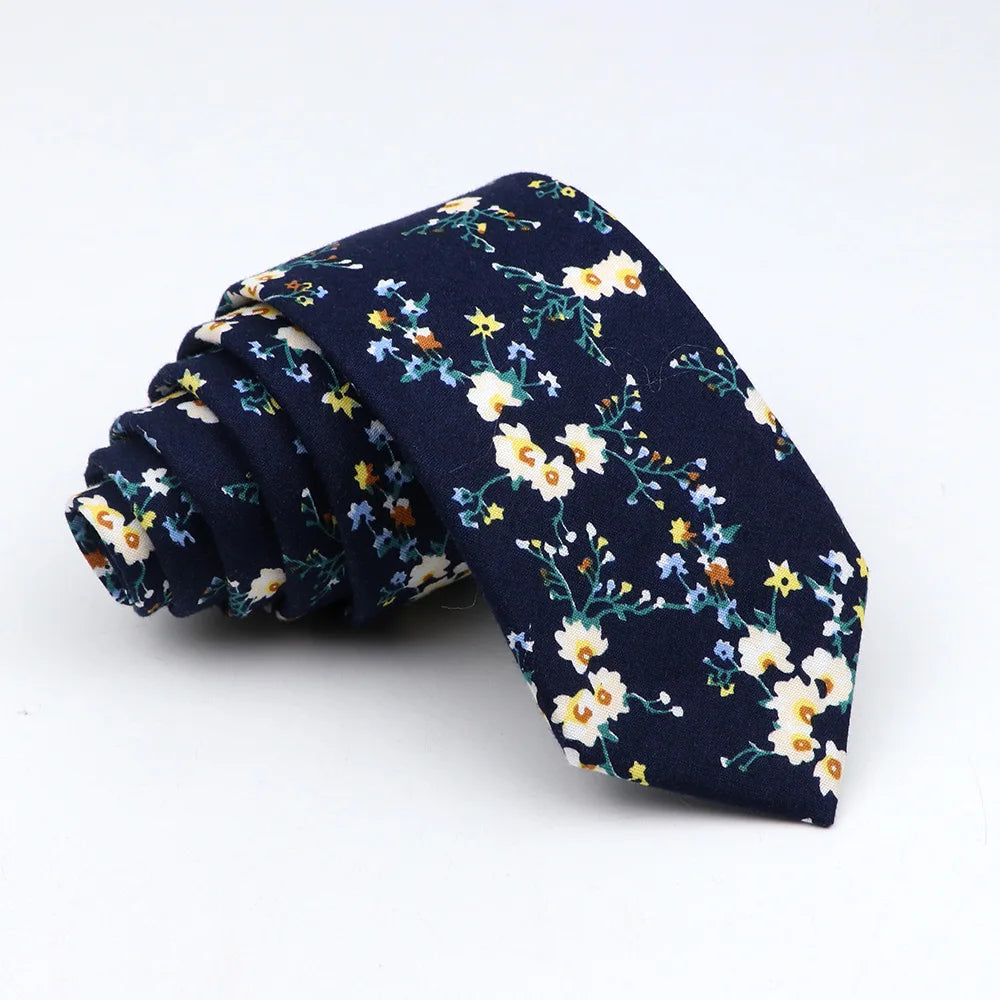 New Floral Tie For Men Women Skinny Casual 100% Cotton Casual Flower Print Skinny Neck Tie For Wedding Party Suits Tie Cravat