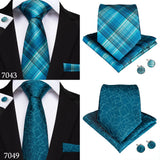 DiBanGu Green Teal Ties For Men Hanky Cufflinks Set 17 Styles Necktie For Male Business Wedding Party Mens Ties New Arrival Tie