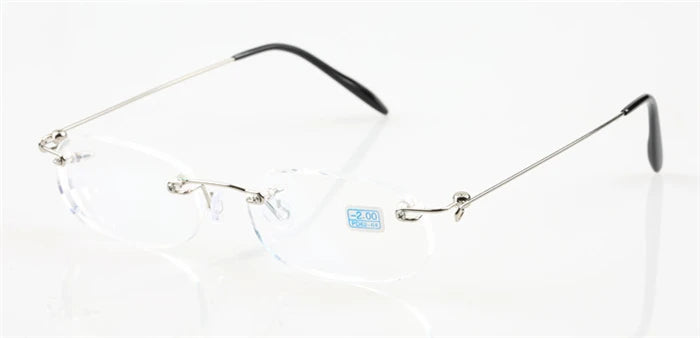 Frameless Nearsighted Glasses Finished Women Men Metal Leg Rimless Square Diopter Eyeglasses  -1.0 -1.5 -2.0 -2.5 -3.0 -3.5 -4.0