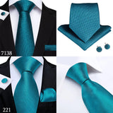 DiBanGu Green Teal Ties For Men Hanky Cufflinks Set 17 Styles Necktie For Male Business Wedding Party Mens Ties New Arrival Tie