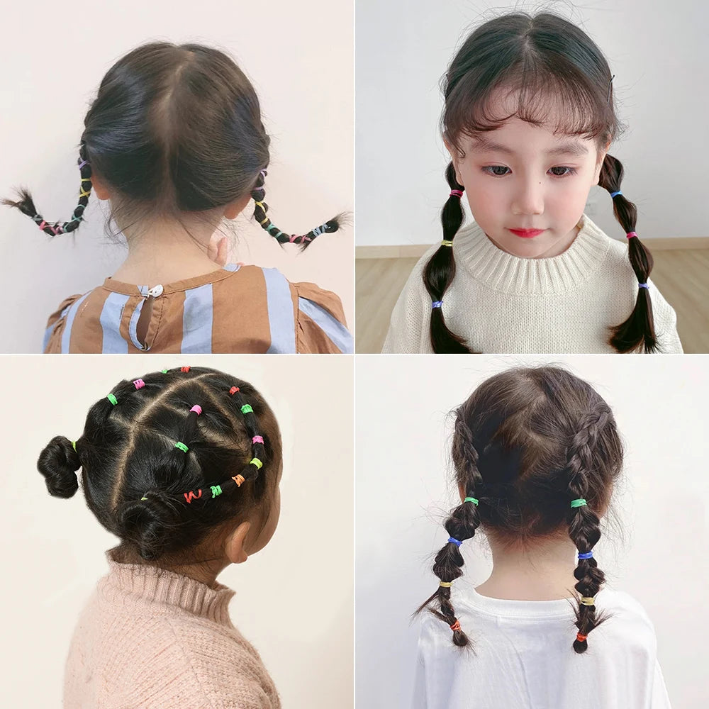 500/1000/2000pcs Girls Black Disposable Rubber Band Hair Ties Headband Children Ponytail Holder Bands Kids Hair Accessories