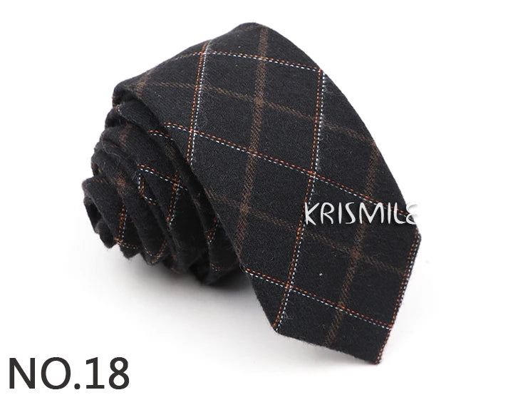 Hot Sale Mens Ties Classic Cotton 6CM Handmade Skinny Neck Ties Slim Plaid Striped Ties For Formal Business Wedding Party Gravat