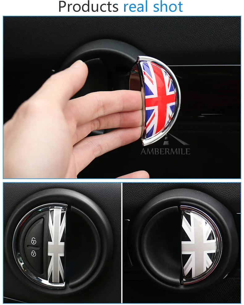 AMBERMILE 4pcs for Mini Cooper F55 F54 F60 Countryman Accessories Car Interior Front Rear Door Handle Sticker Covers Decoration