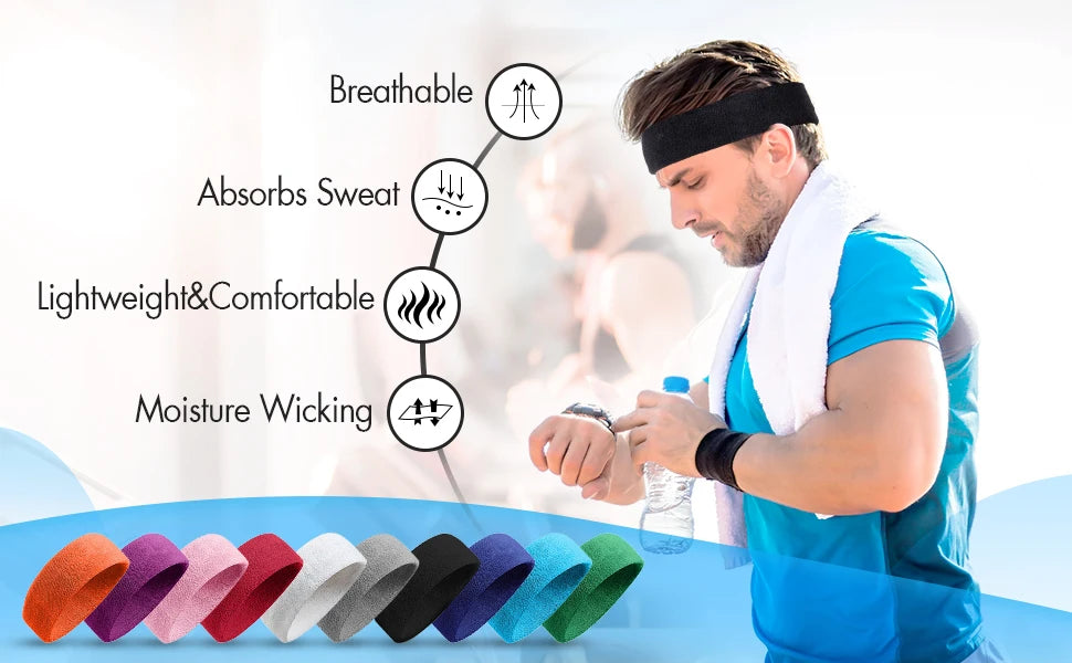 Women Men Headband Sports Yoga Fitness Stretch Sweatband Hair Band Elasticity Towel Headband Headwear Absorb Sweat Head Band