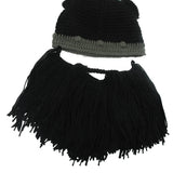 New Barbarian Viking Beanie Beard Horn Hat Handmade Knit Winter Warm Cap Men Women Birthday Cool Funny Gag Party Christmas