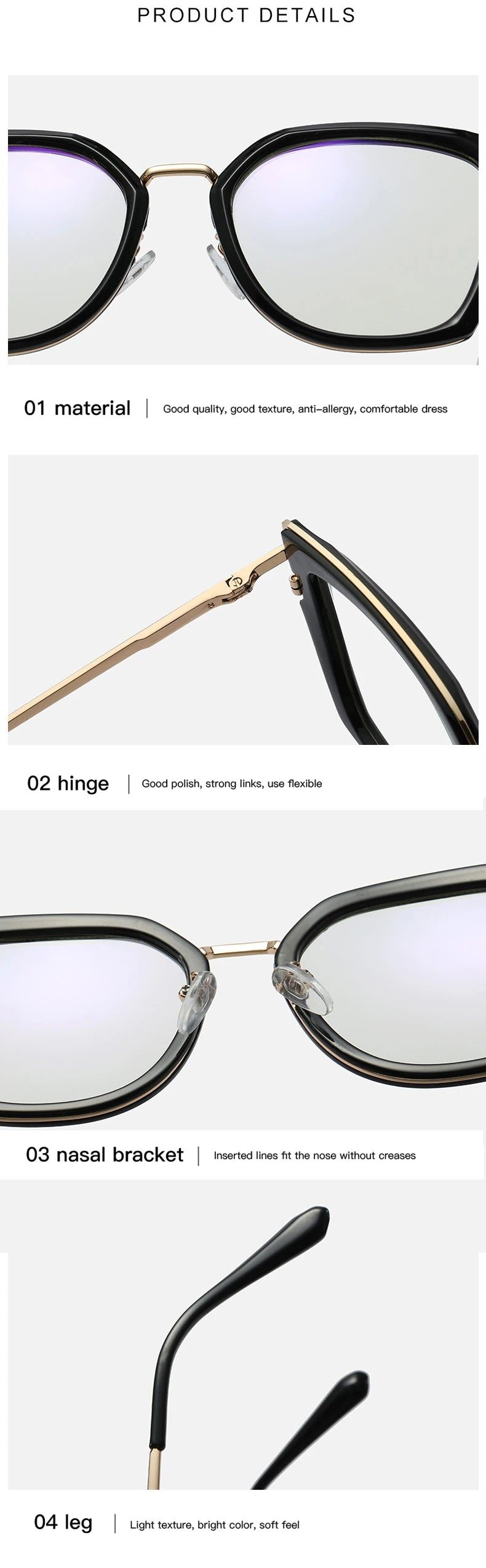 Blue Light Blocking Glasses Frame Women Fashion Eyewear Prescription UV400 Stylish Female Optical Spectacles Anti-Reflective