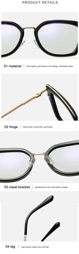 Blue Light Blocking Glasses Frame Women Fashion Eyewear Prescription UV400 Stylish Female Optical Spectacles Anti-Reflective