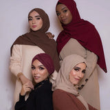 Multicolor soft women plain bubble chiffon scarf hijab wrap femme foulard shawls headband muslim hijabs scarves