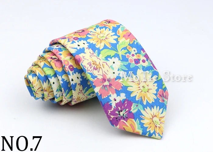 New Floral Tie For Men Women Skinny Casual 100% Cotton Casual Flower Print Skinny Neck Tie For Wedding Party Suits Tie Cravat