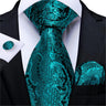 DiBanGu Green Teal Ties For Men Hanky Cufflinks Set 17 Styles Necktie For Male Business Wedding Party Mens Ties New Arrival Tie